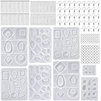 Moldes de Resina Silicona Epoxi Molde Resina Crafting Kit con Ganchos Anillos de Salto para Hacer Joyerias Collar…